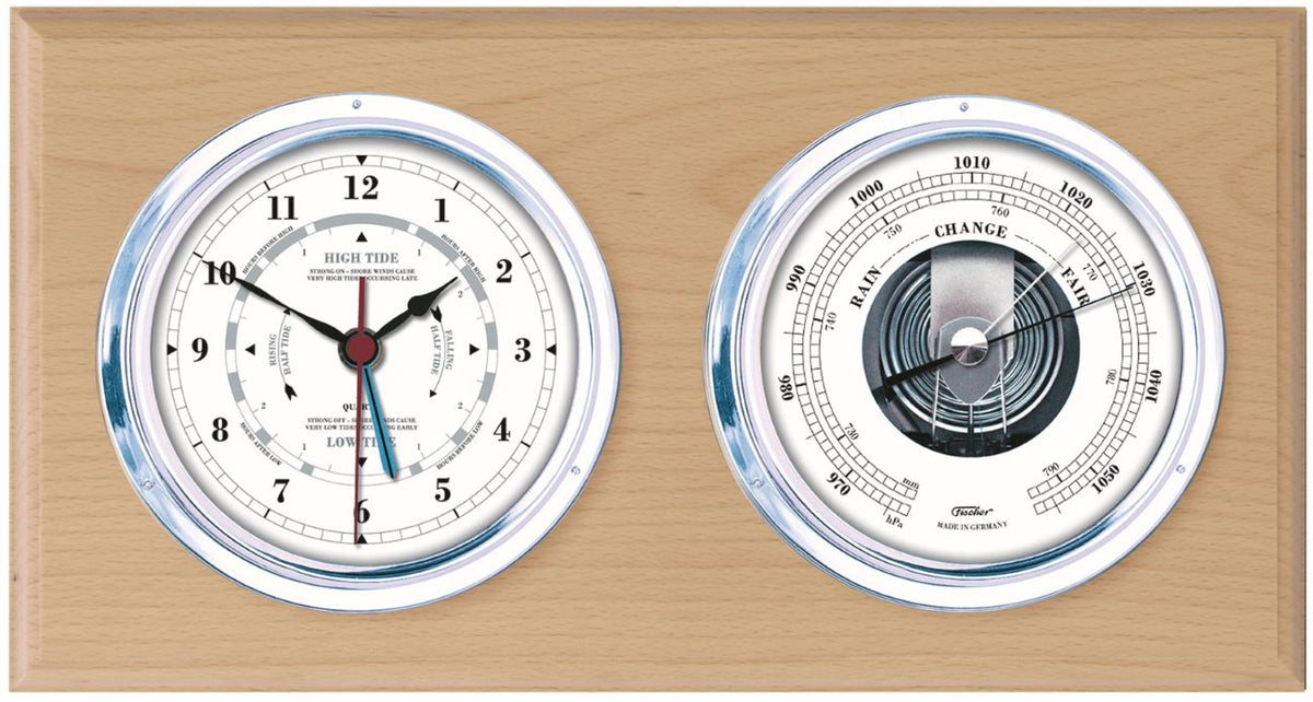 Ash &amp; Chrome Barometer Tide Clock Combination