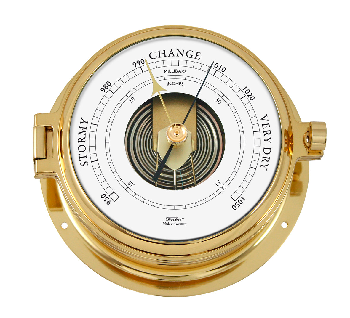 Solid Polished Brass Tide Clock &amp; Barometer combo – Premium Marine Weather Instrument