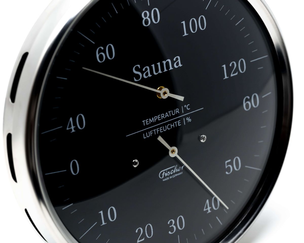 Sauna -Black Thermometer &amp; Hygrometer 130mm