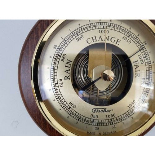 Classic Walnut &amp; Brass  170mm Fischer Barometer