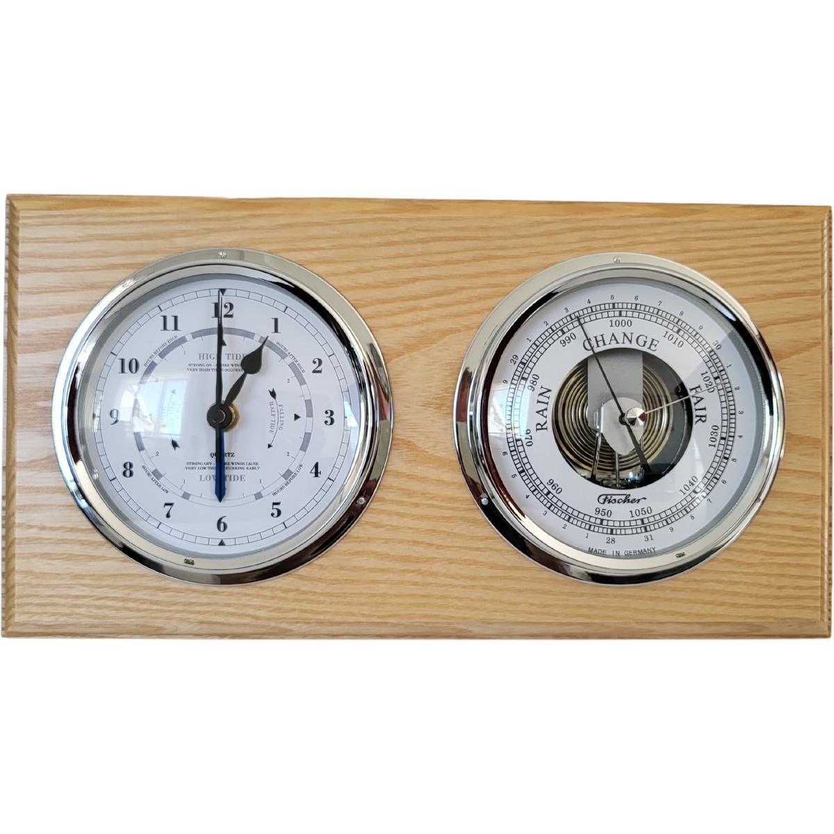 Ash &amp; Chrome Barometer Tide Clock Combination