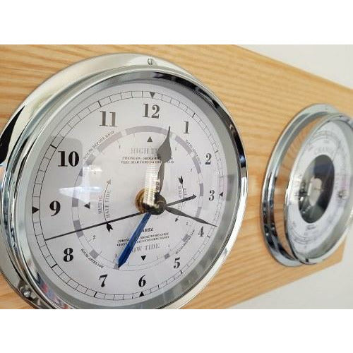 Ash &amp; Chrome Barometer Tide Clock Combination