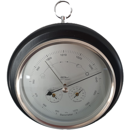 Ebony &amp; Chrome Weather-Station  3 in 1 - Hygrometer + Barometer + Thermometer