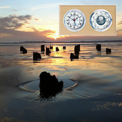 Ash &amp; Chrome Barometer Tide Clock Combination